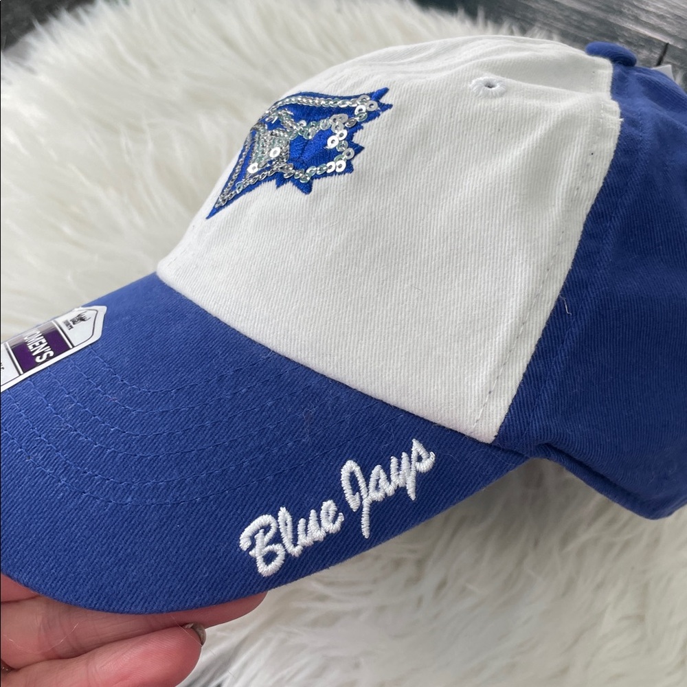 NWT Blue Jays blue white Sequin Logo adjustable cap hat - Picture 5 of 13